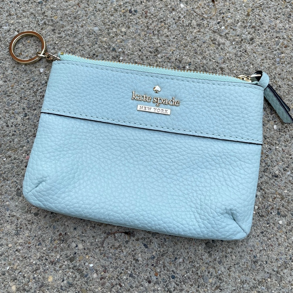 Kate Spade baby blue leather key wallet